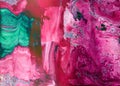 ÃÂ¡olourful abstraction Liquid art. Fluid Art Painting. Pink Vilet and Green colors.